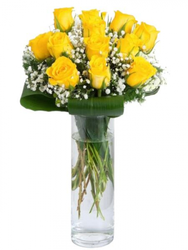 11 Sarı Gül Vazoda