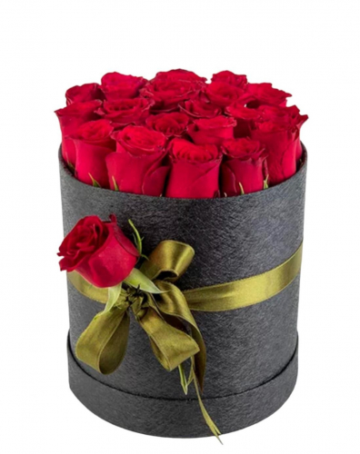 Yuvarlak Kutuda 21 Kırmızı Gül