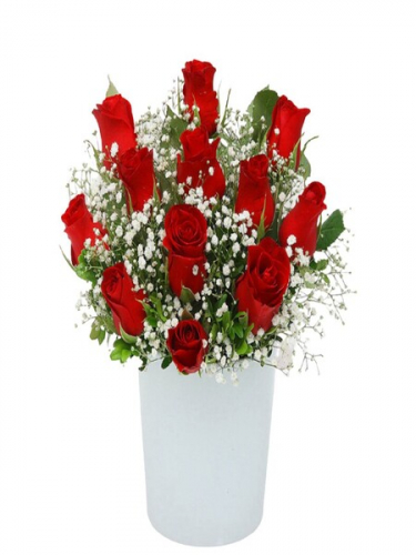 Seramikte 12 Kırmızı Gül